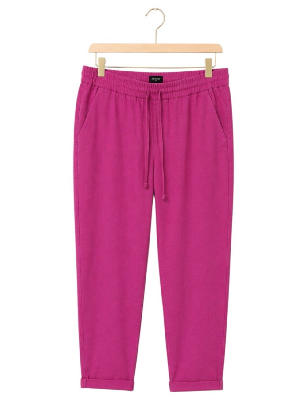 J.Crew Linen Cotton Drawstring Ankle Pants Pink Pull On Cropped Size 6 NWT‎